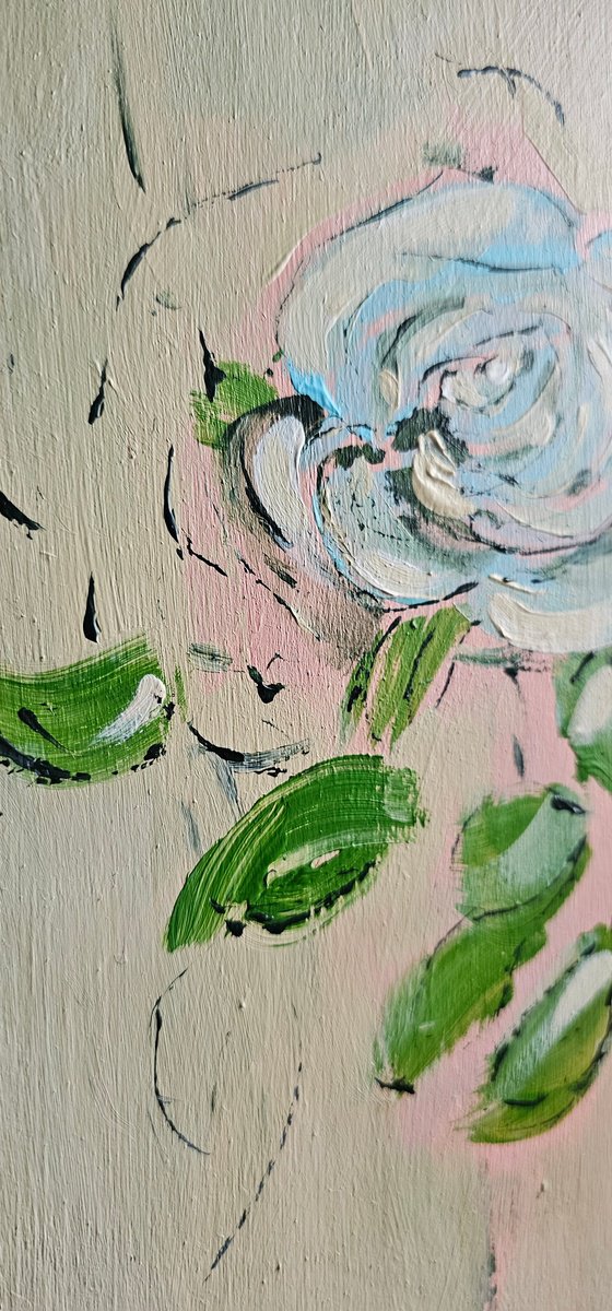 Abstract white rose on delicate soft white