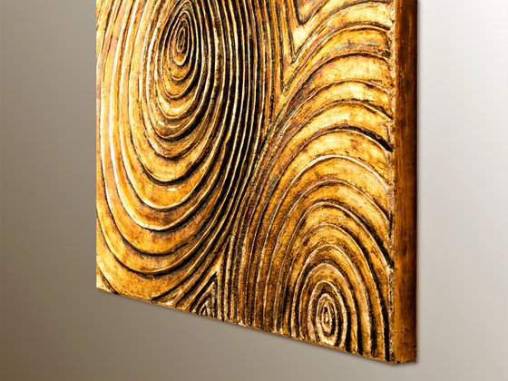 Woodcuts #1 | Gold Wall Sculpture