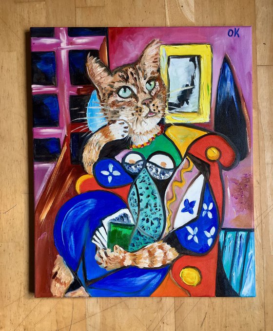 Dreaming Cat version of Picasso painting FOR CAT LOVERS GIFT IDEA