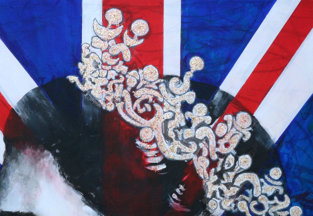 Original Acrylic Painting - Queen Elizabeth II Union Jack by Misty