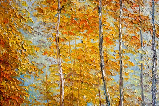 Birch grove in autumn (size 85х45cm)