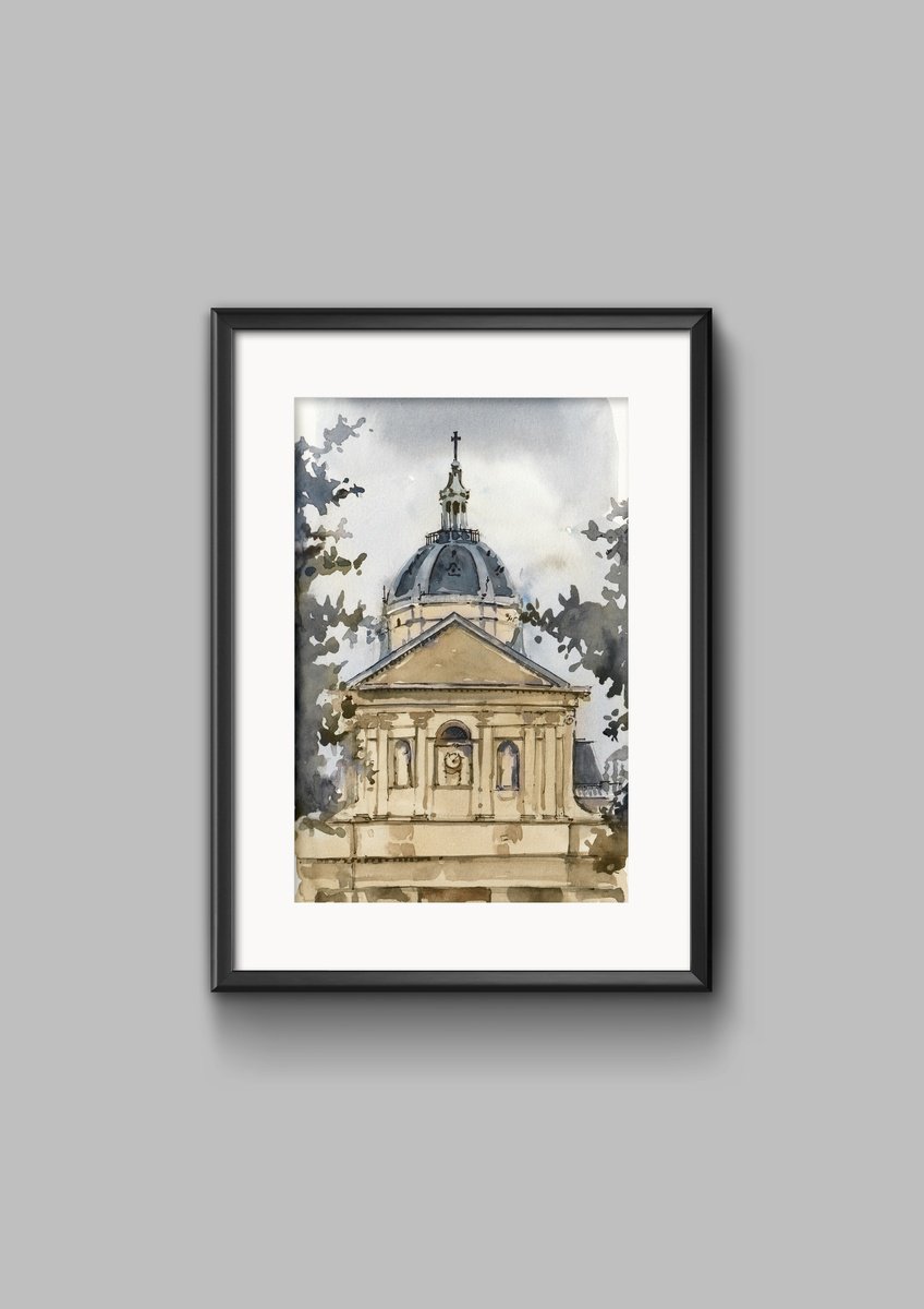 Impressionistic Cityscapes Watercolour By Tatiana Alekseeva, 5 X 8", Sorbonne University In Paris, Original Artwork