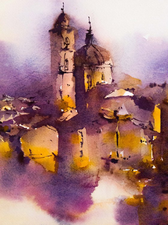 Urbino. Original watercolor painting