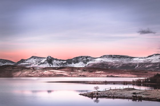 Winter at Loch Mealt -   Extra large CANVAS Dawn Sky Pink and Grey