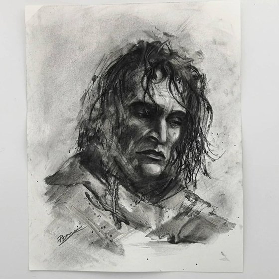 The broken man - Charcoal drawing