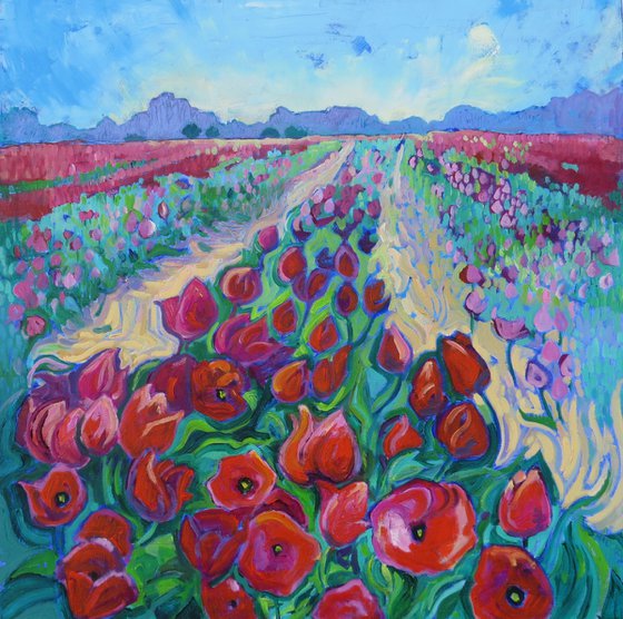 Deep Pink Tulip Landscape