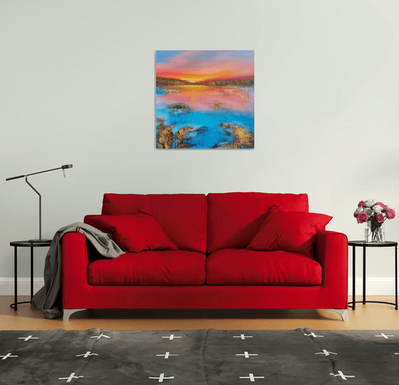 A beautiful large modern abstract figurative seascape painting "Evening mood"