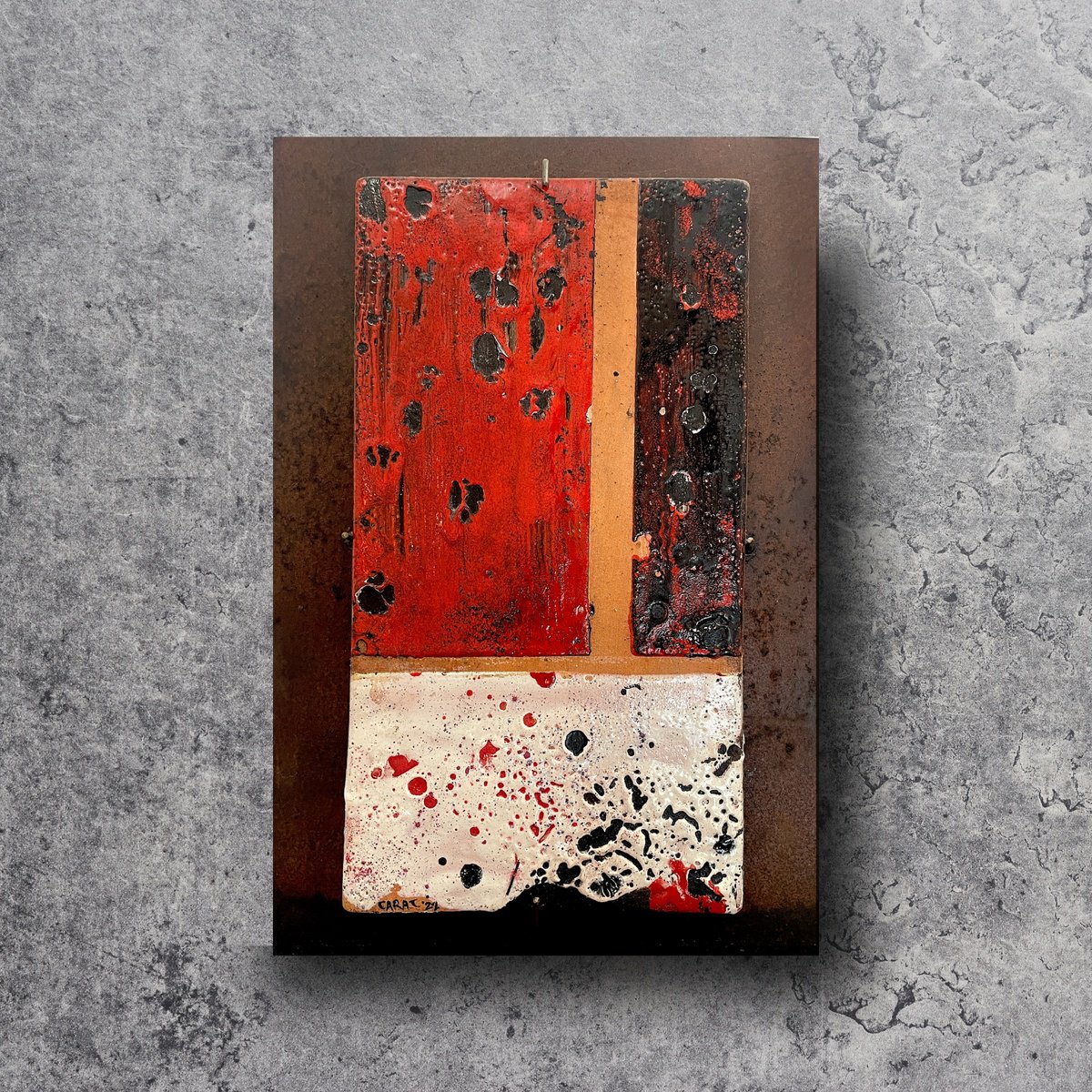 Abstract Clay Sculpture By Mauro Carac, 16 X 20", Pursuit Of Harmony 1, Original Artwork