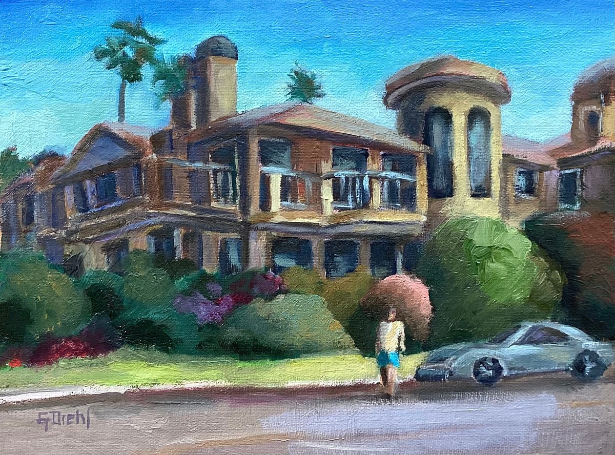 Impressionistic Portrait Oil Painting By Grace Diehl, 8 X 6, Corner Of Cliff And Jasmine, Original Artwork