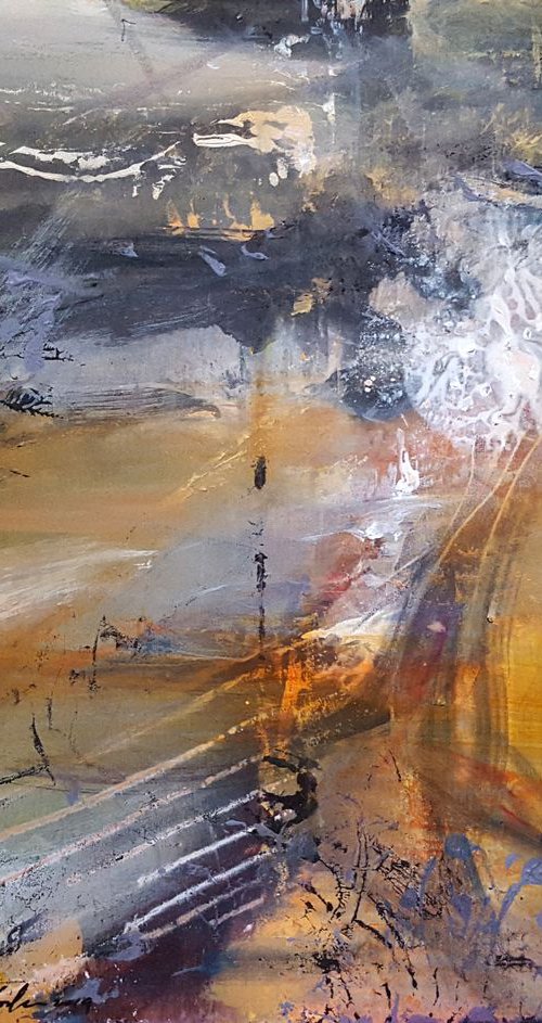 LARGE PAINTING A warm and volatile desire unique style mindscape lightscape by O KLOSKA by Kloska Ovidiu