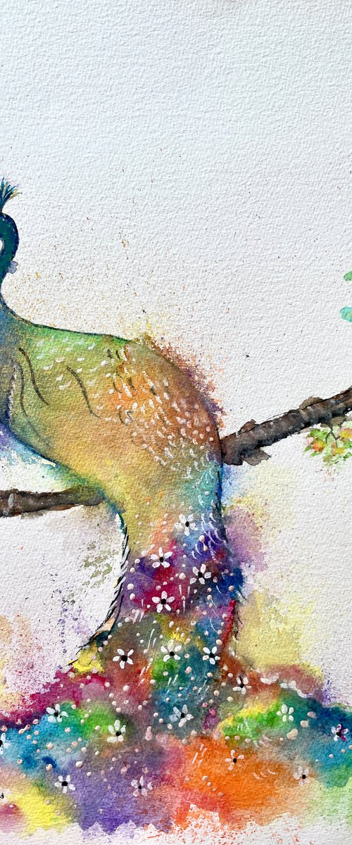 Golden Peacock - Watercolour Study - Pooja Verma by Pooja Verma