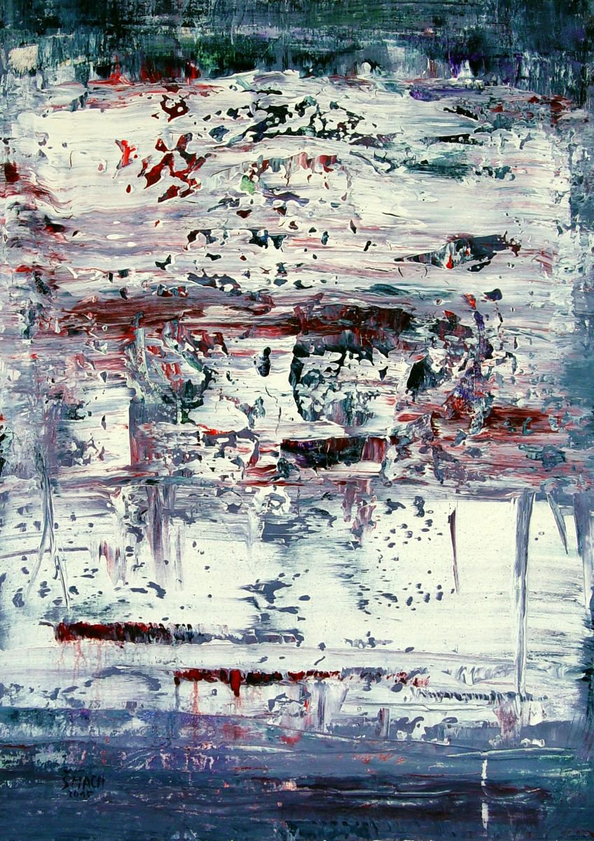 Expressive Abstract Acrylic Painting By Radek Smach, 23 X 17", Dr683, Original Artwork