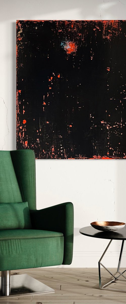 Black Peeling Off Red (XL 48x48in) by Robert  Tillberg