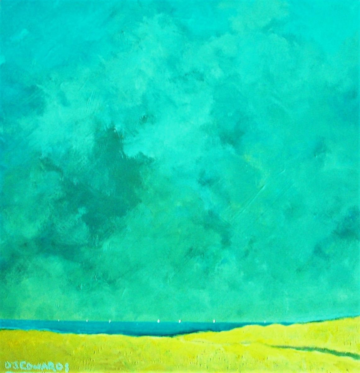 Impressionistic Landscape Acrylic Painting By David J Edwards, 12 X 12, Sailing Off Blakeney, Original Artwork