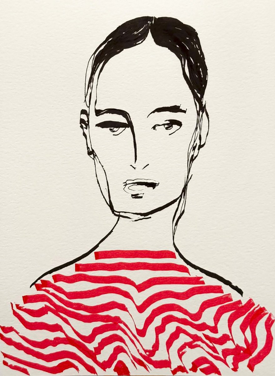 Expressive Ink Drawing , Fancy Lady By Jayme Mestieri, 11 X 14, Artwork For Sale On Artfinder