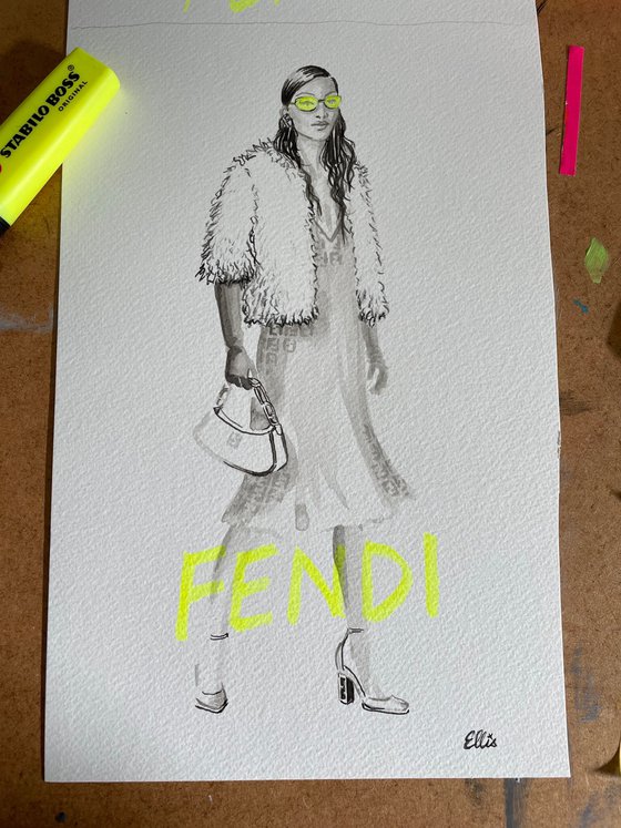 Fendi Original Fashion Illustration
