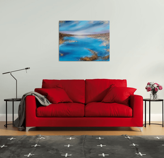 A XL large beautiful modern semi-abstract  seascape painting "Illusion"