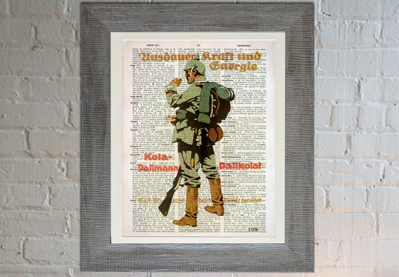 Kola-Dallmann Dallkolat - Collage Art Print on Large Real English Dictionary Vintage Book Page