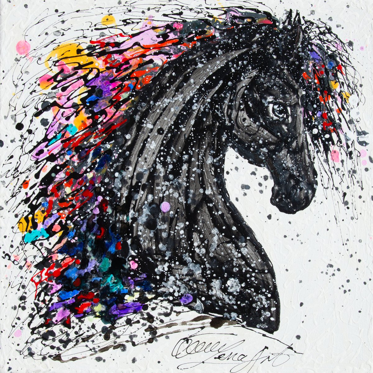 Abstract Horse Number 4 Jackson Pollock Inspiration by OLena Art - Lena Owens