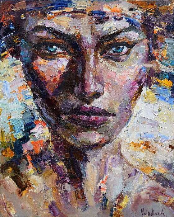 Turquoise eyes - Abstract woman portrait