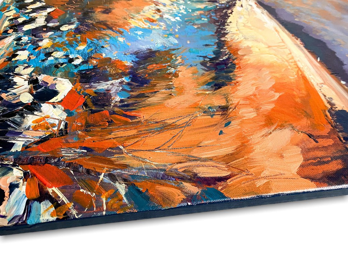 Original Acrylic Painting - Autumn Landscape - Amber Fields by