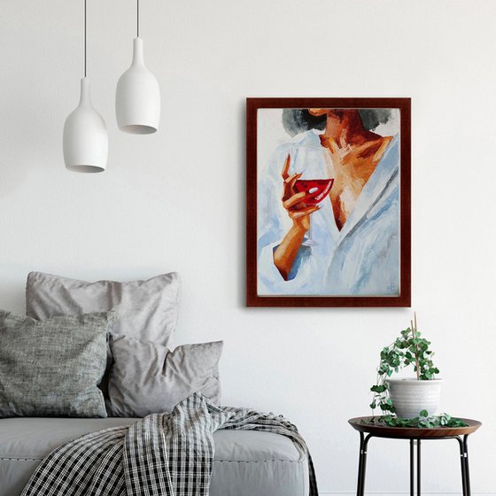 Girl with a glass of wine