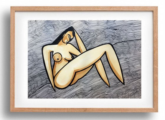 Nude with Linear Background