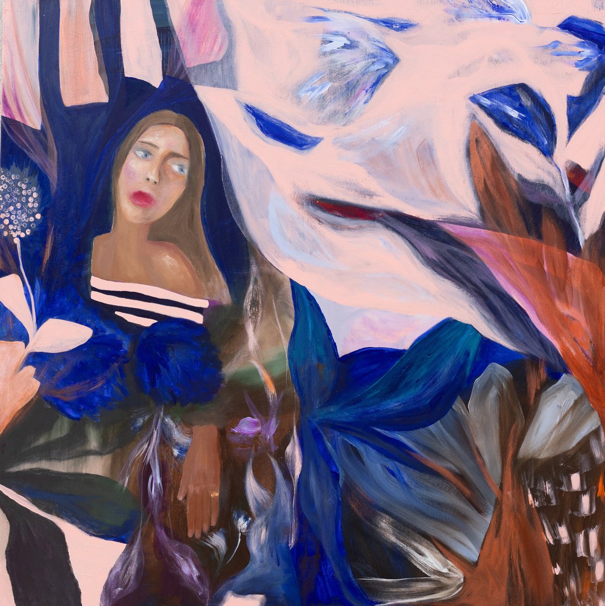 Abstract Portrait Acrylic Painting By Adina Potop, 39 X 39, The Trees Themselves, Original Artwork