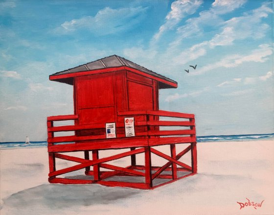 Siesta Key Red Lifeguard Stand
