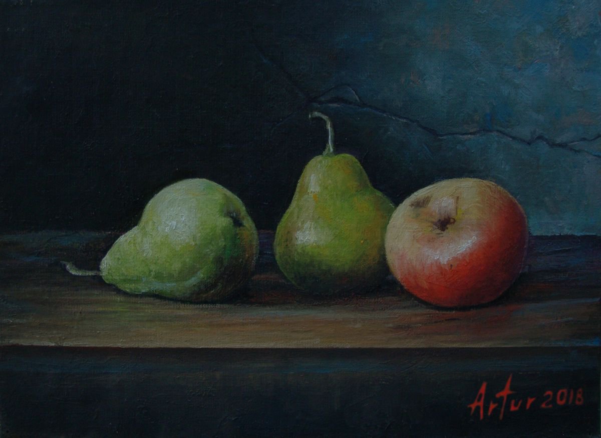 still life with pears and apple by Artur Mkhitaryan