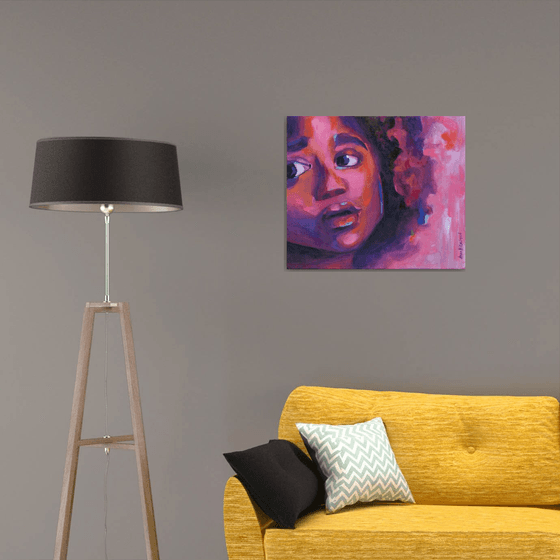 Young Black Female Face — Curious