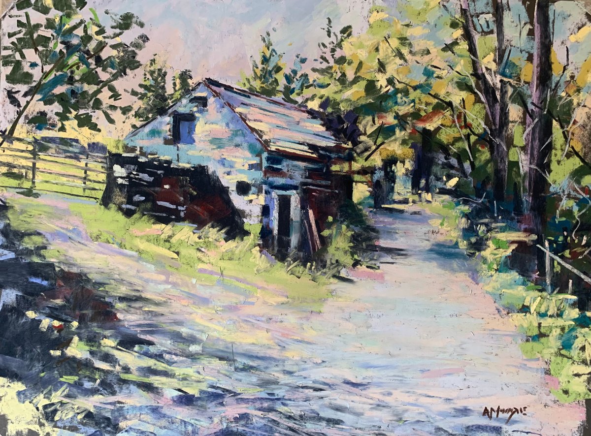 Impressionistic Pastel Drawing , Afternoon Shadows By Andrew Moodie, 18 X 14, Artwork For Sale On Artfinder