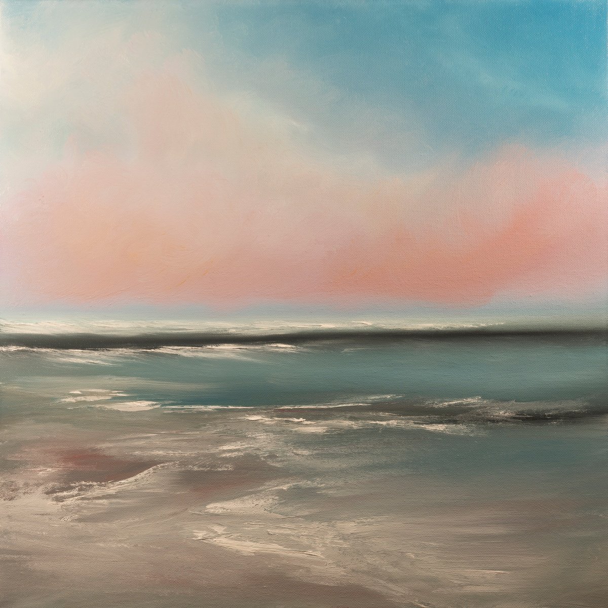 Abstract Landscape Oil Painting By Magda Malak, 20 X 20", The Calling, Original Artwork