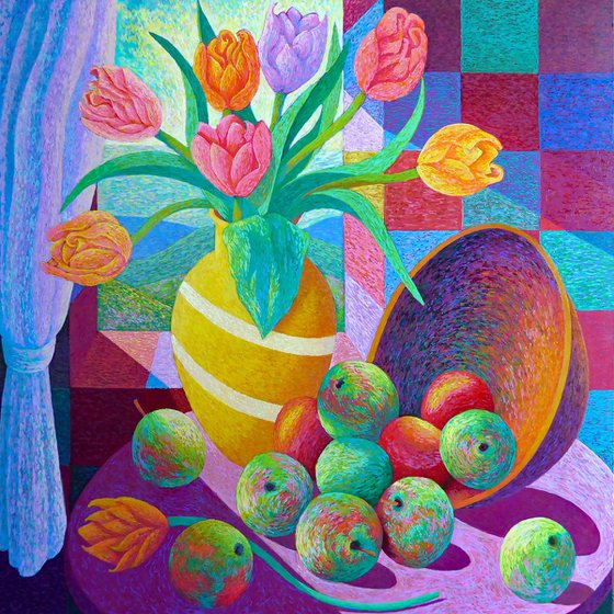STILL LIFE OF FRUIT & FLOWERS