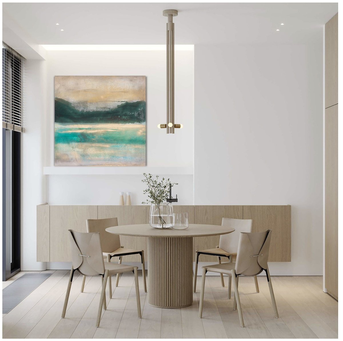 Abstract Acrylic Painting By Rokas Berziunas, 47 X 47", No. 21-42 (120 X 120 Cm ), Original Artwork