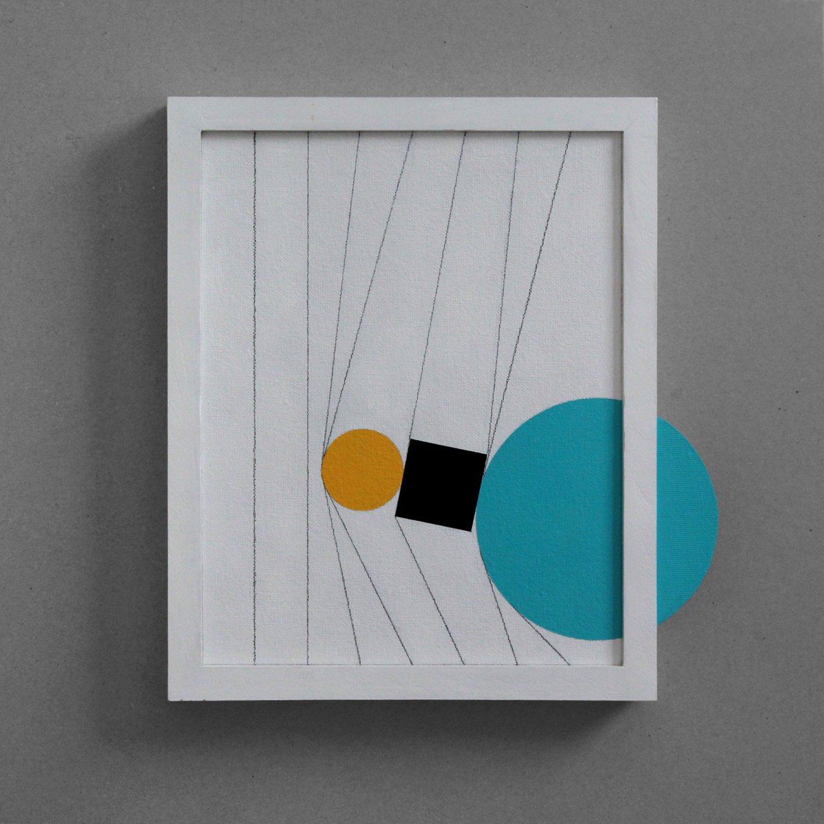 Geometric Abstract Acrylic Painting By Martin Singer, 12 X 13", 7L3F-19, Original Artwork