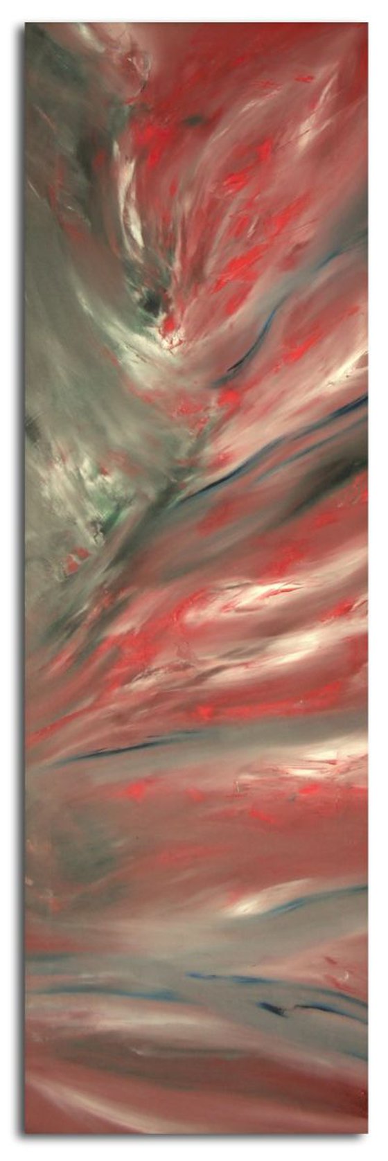 Scarlet shadow - 120x40 cm, LARGE XL, Original abstract painting, oil on canvas