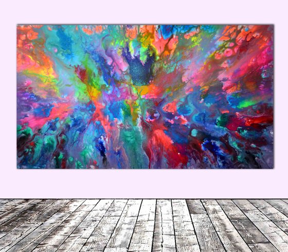 Happy - 140x80 cm - REDUCED PRICE TILL 20 OCT. Big Painting XXXL - Large Abstract, Supersized Painting - Ready to Hang, Hotel Wall Decor