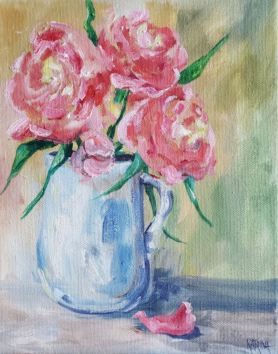 Impressionistic Botanical Oil Painting By Katrina Case, 8 X 10", Another Song From The Heart, Original Artwork