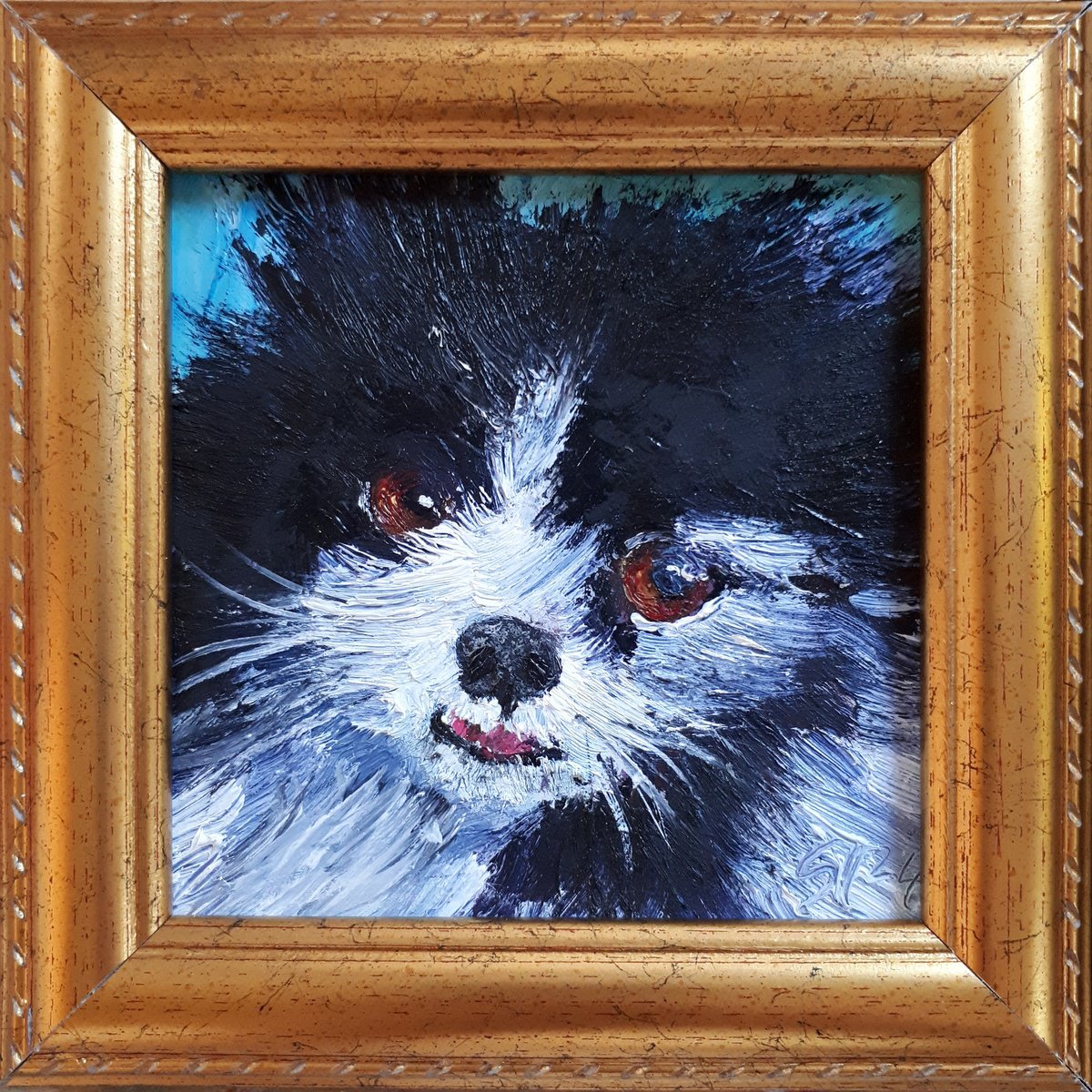 Impressionistic Animal Oil Painting By Salana Art / Svetlana Samovarova, 5 X 5", Dog 06.24, Original Artwork