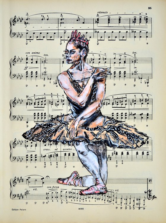 Ballerina XXXV- Vintage Music Page, GIFT idea