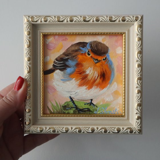 Robin Oil Painting 4x4