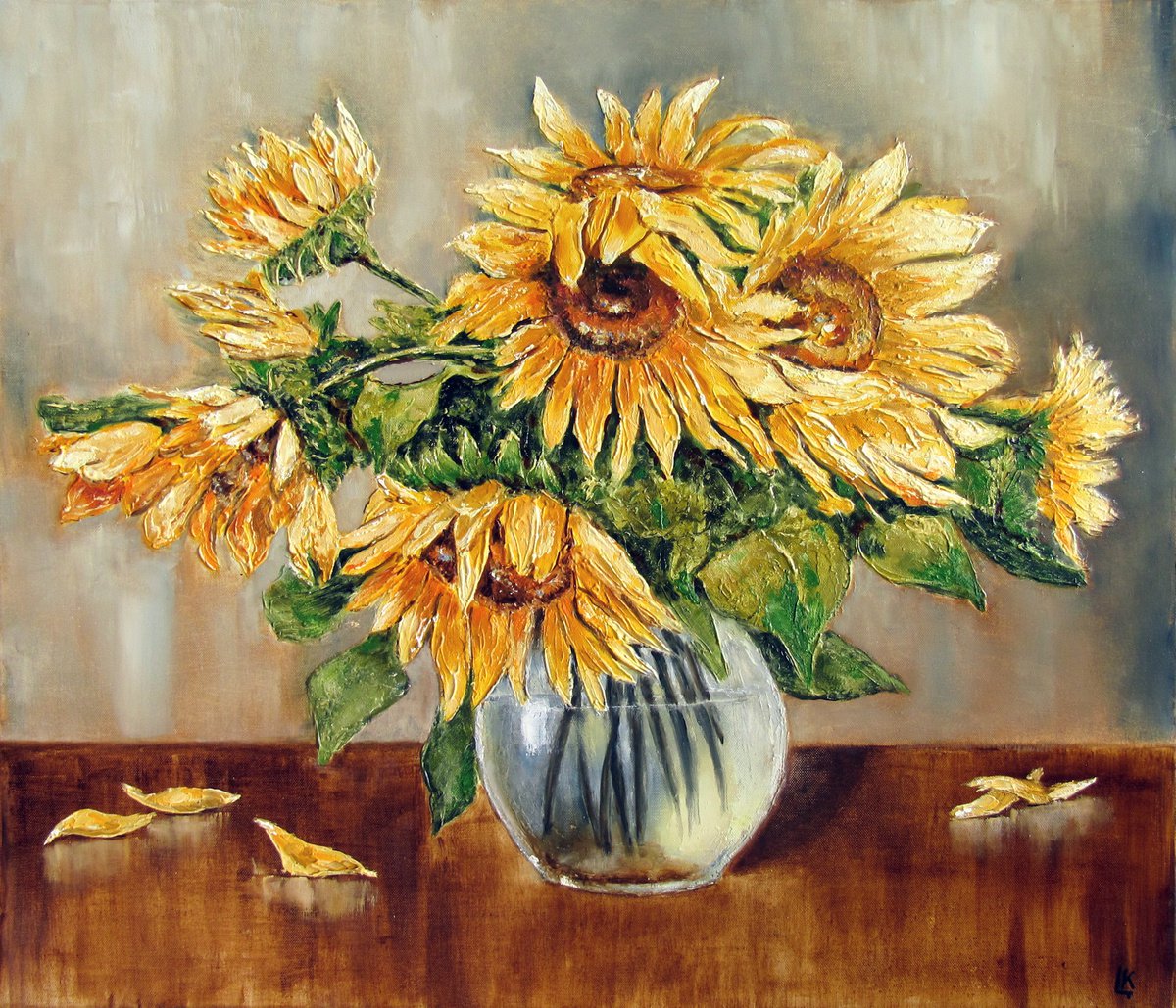 Sunflowers in a vase by Ludmila Kovalenko