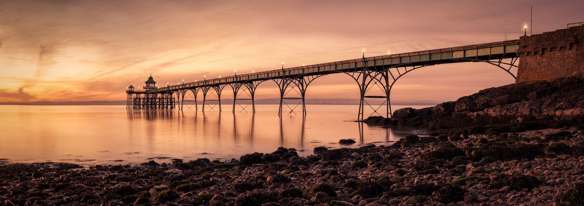 Clevedon Pier pano at sunset somerset uk by Paul Nash
