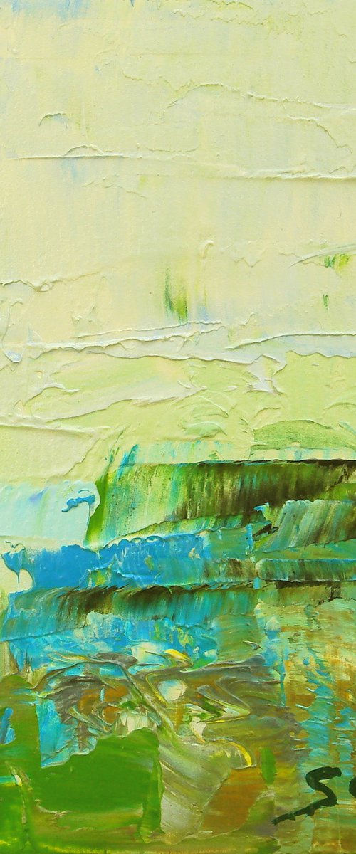 ref#:1151-10Q -10x10cm = 3.94 x 3.94" - nfr - Green landscape 1 by Saroja van der Stegen