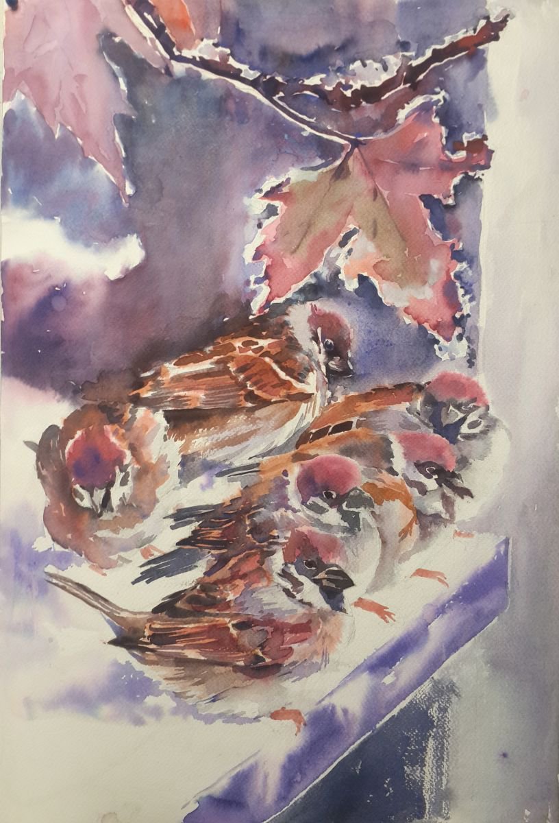 Impressionistic Watercolour , It Is Cold Today By Yurii Pashkov, 15 X 22, Artwork For Sale On Artfinder