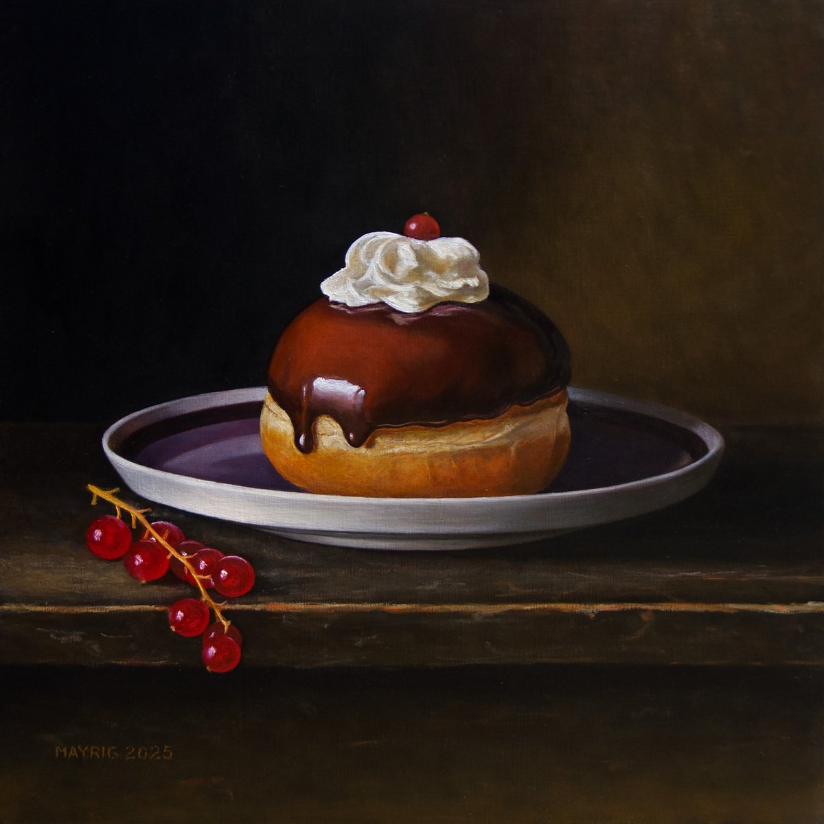 Photorealistic Still Life Oil Painting By Mayrig Simonjan, 16 X 16", Chocolate Treat, Original Artwork