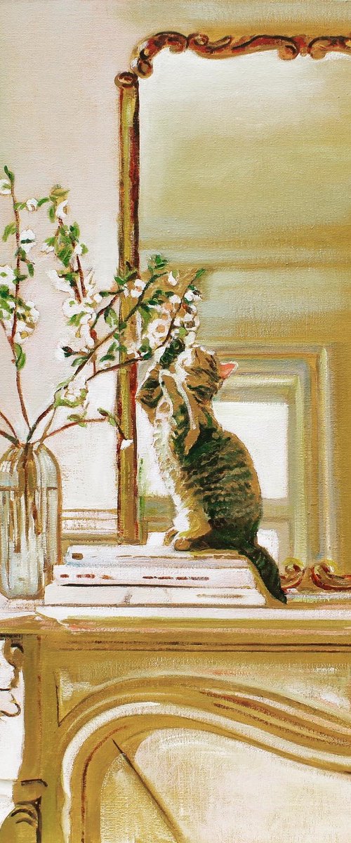 Parisian cats with blossom by Timothy Adam Matthews