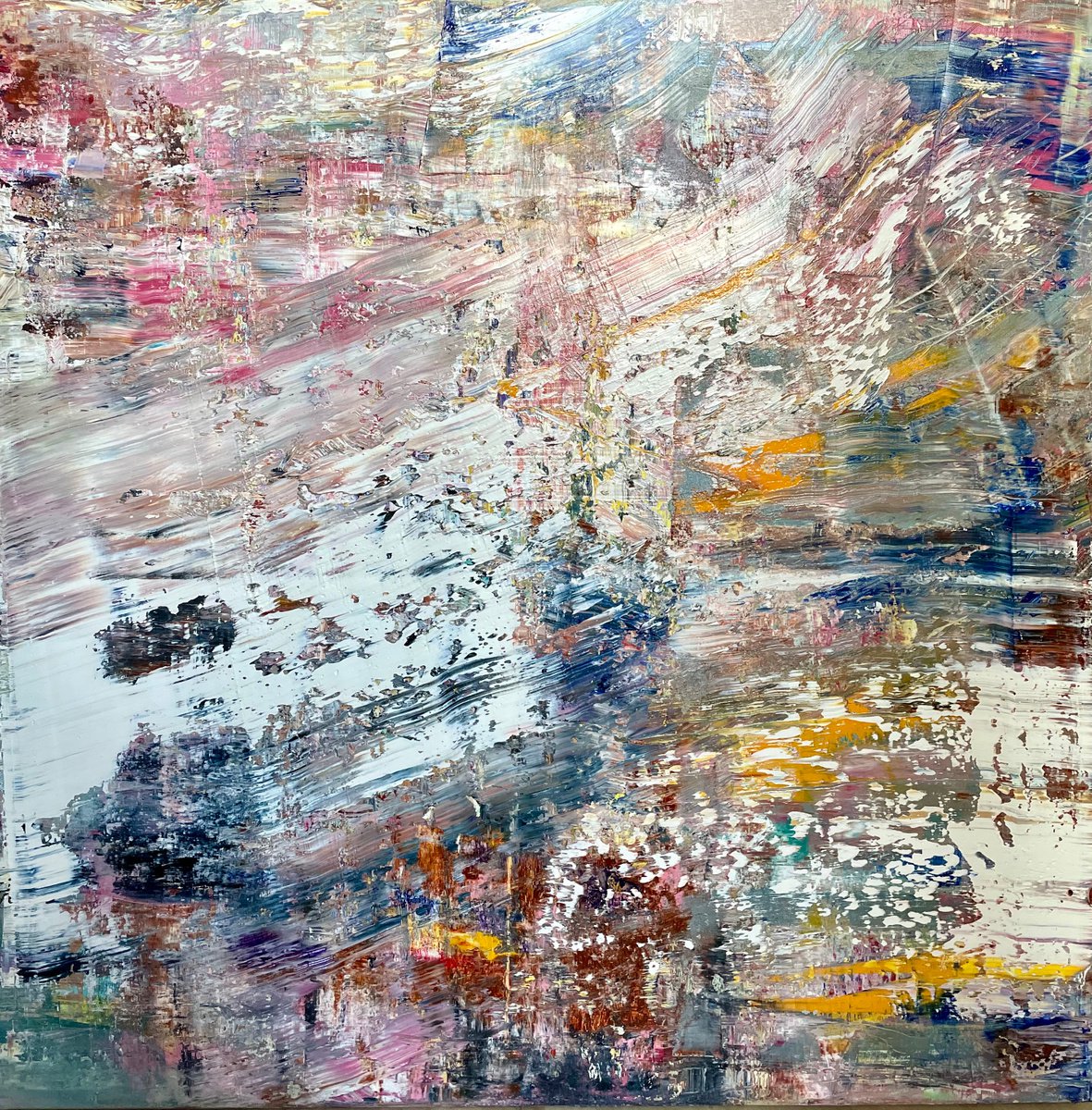 Abstract Oil Painting By Florina Breazu, 31 X 31, Frumos De Fiecare Dat? Iv, Original Artwork