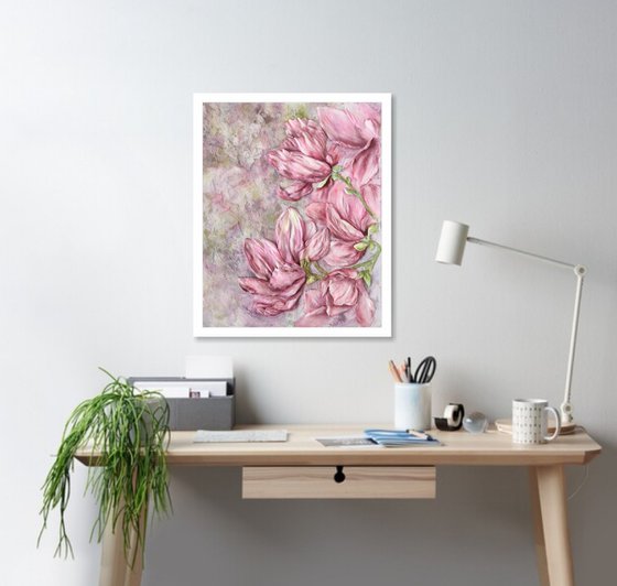 Pink magnolias sculpture painting